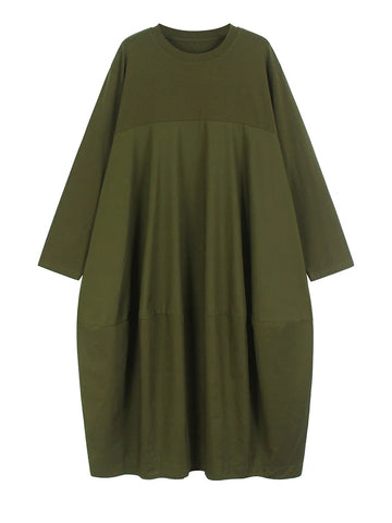 Grounded Green Loose Midi Dress