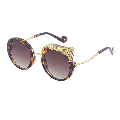 Fierce Gold Leopard Round Sunglasses