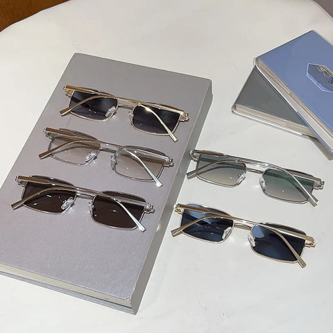 Daring Gold Rectangle Sunglasses
