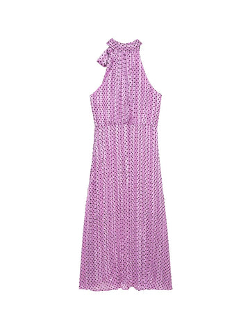Radiant Polka Dot Pleated Maxi Dress
