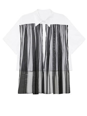 Daring Mesh Color Block Blouse