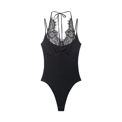 Daring Lace Halter Bodysuit