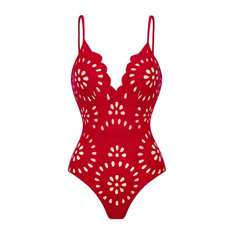Vibrant Scalloped Floral Print Bikini Set