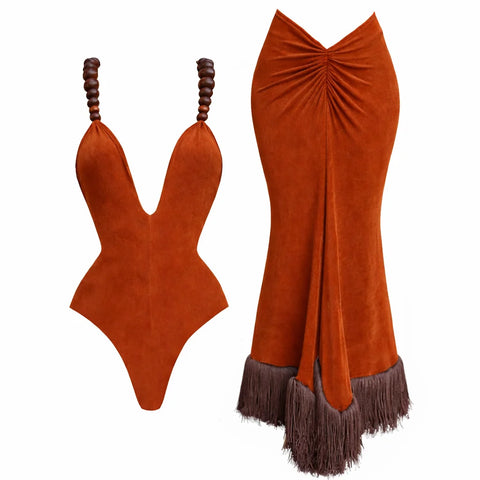 Free Spirit Beaded Fringe Bikini Set