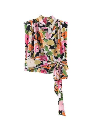 Radiant Floral Tie-Up Blouse