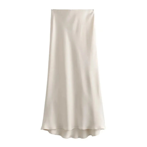 Refined Silk Midi Skirt
