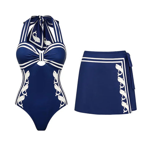 Confident Striped Ruffle Bikini Set