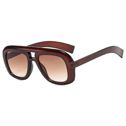 Daring Oversized Brown Square Sunglasses