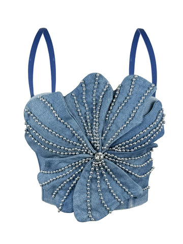 Audacious Denim Rhinestone Camisole