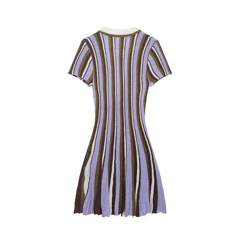 Vibrant Striped Knit Mini Dress