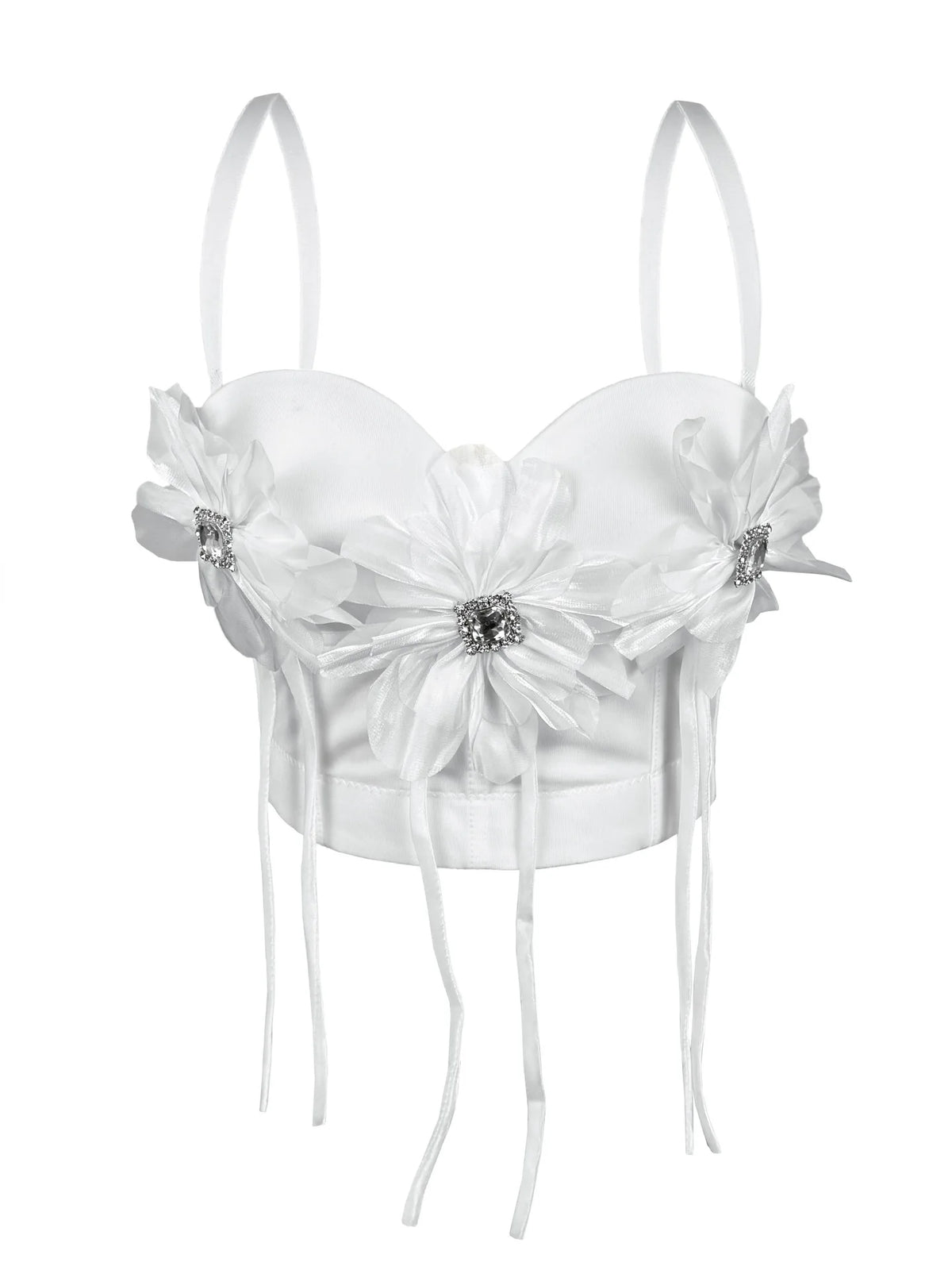 Daring Rhinestone Floral Corset Camisole
