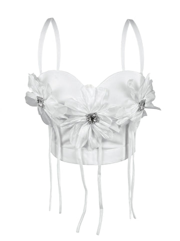 Daring Rhinestone Floral Corset Camisole