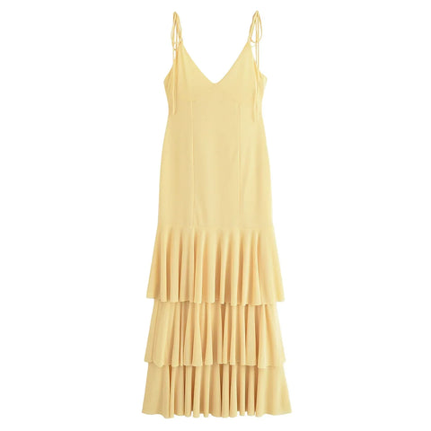 Radiant Tiered V-Neck Midi Dress