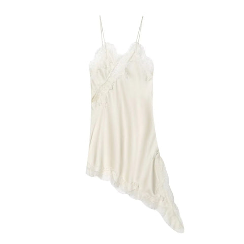 Divine Satin Asymmetric Lace Mini Dress