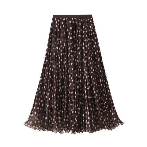 Ethereal Pleated Dot Midi Skirt