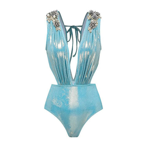 Radiant Shimmer Embroidered One-Piece