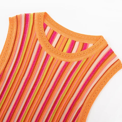 Vibrant Striped Knit Maxi Dress