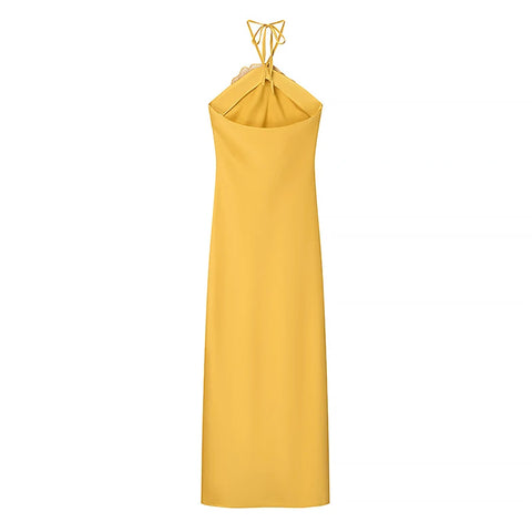 Radiant Gold Halter Maxi Dress