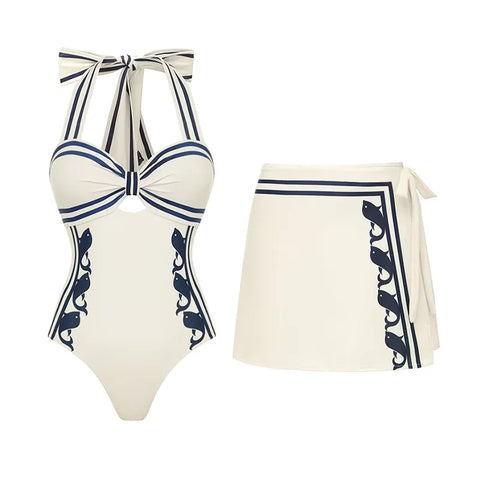 Confident Striped Ruffle Bikini Set