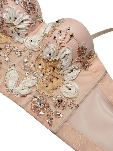 Ethereal Floral Sequin Bustier