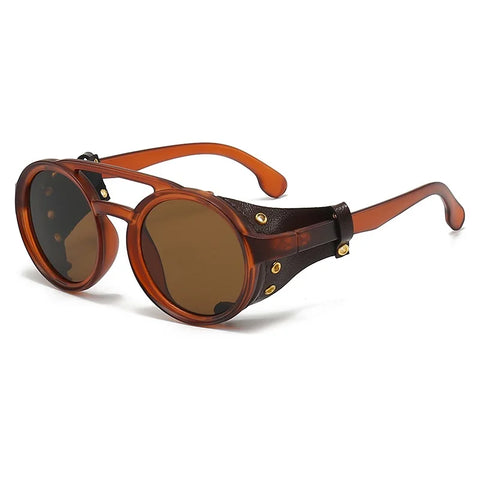 Adventurous Leather Round Sunglasses