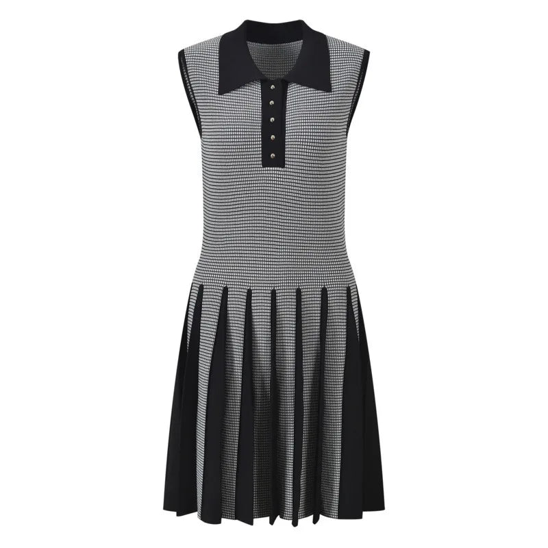 Elegant Slim Pleated Knit Dress