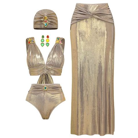 Radiant Shimmer Embroidered One-Piece