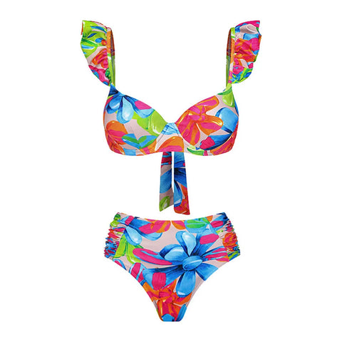 Vibrant Printed Ruffle Bikini Set