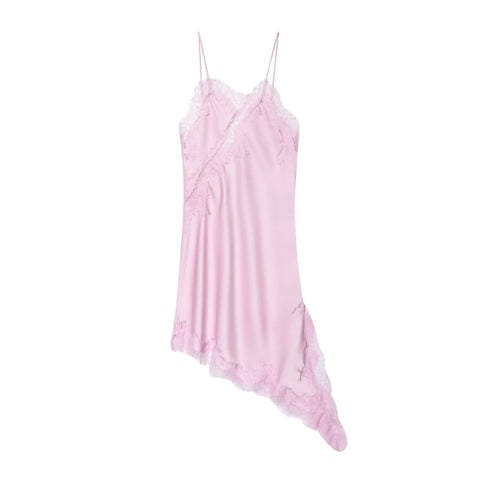 Divine Satin Asymmetric Lace Mini Dress