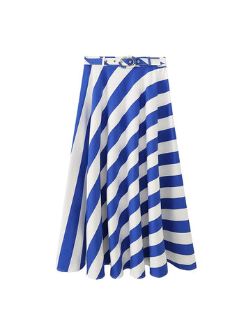 Wanderlust Striped A-Line Midi Skirt