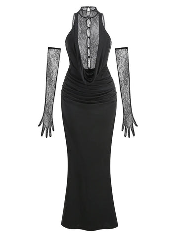 Luminous Lace Patchwork Maxi Dress