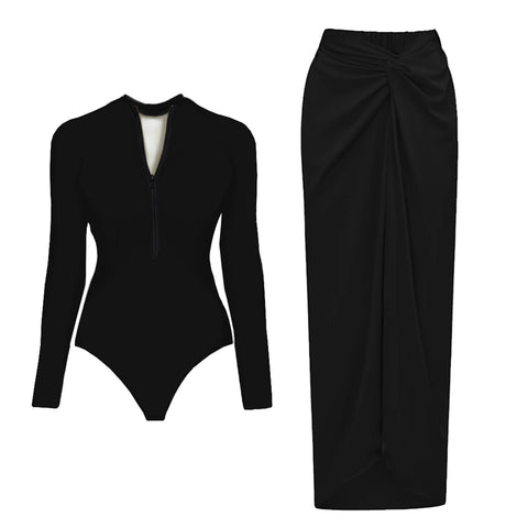 Wild Heart Printed Long-Sleeve One-Piece