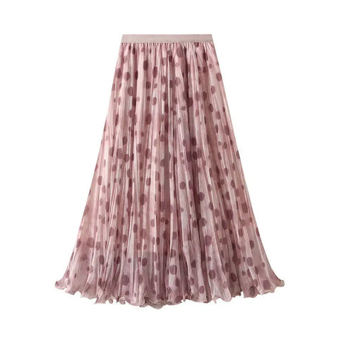 Ethereal Pleated Dot Midi Skirt