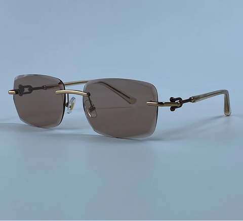 Radiant Gold Rimless Sunglasses