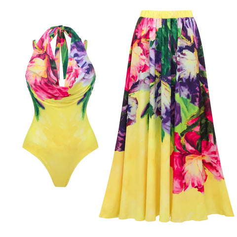 Vivacious Printed Halter One-Piece