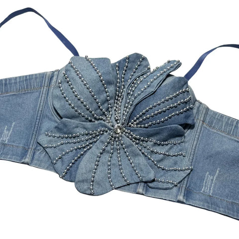 Audacious Denim Rhinestone Camisole