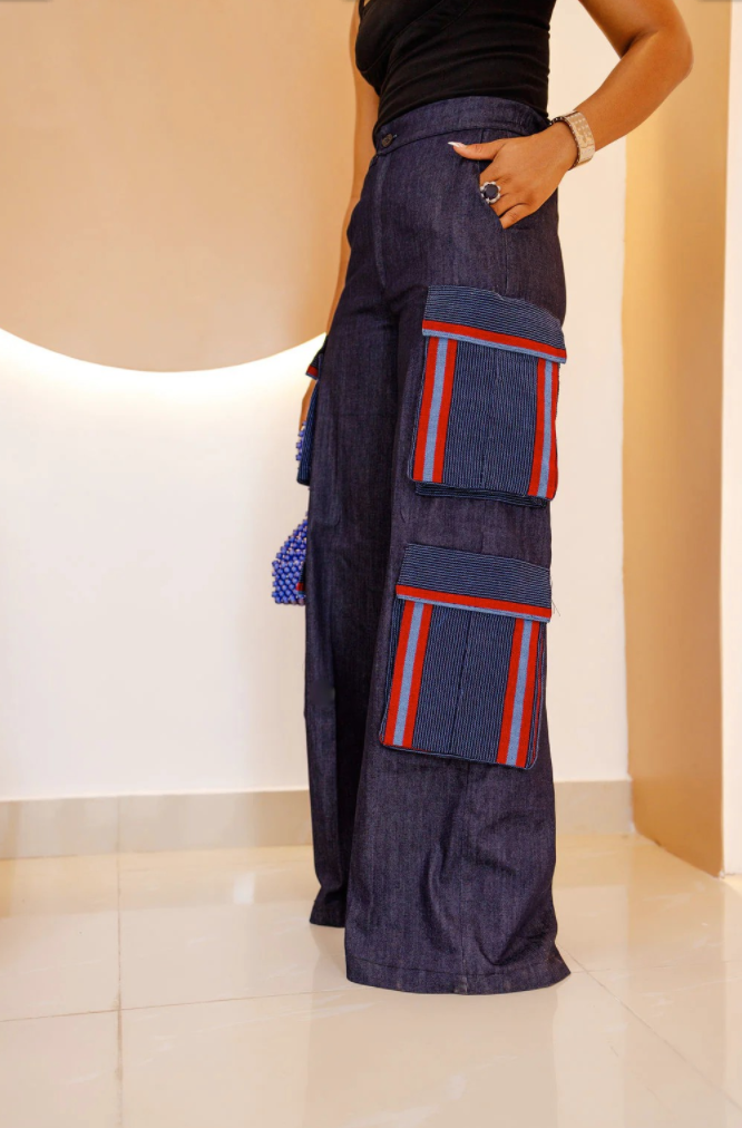 Untamed Denim Aso Oke Cargo Pants