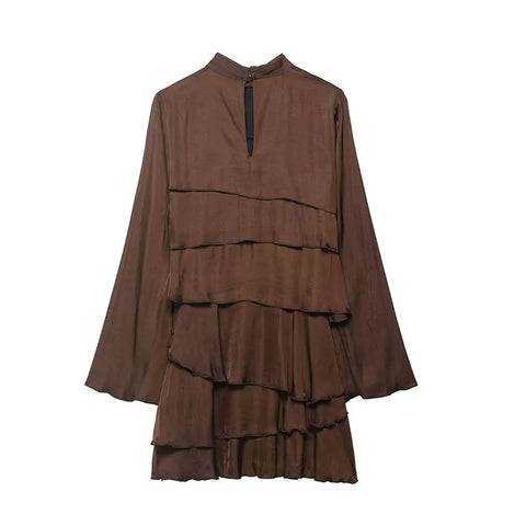 Graceful Satin Ruffles Mini Dress