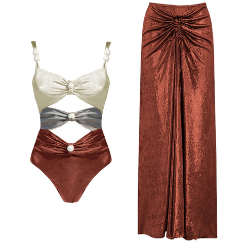 Radiant Shimmer Embroidered One-Piece
