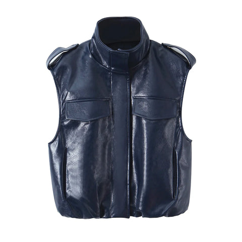 Daring Faux Leather Two-Piece Set