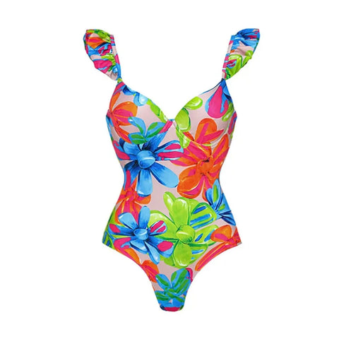 Vibrant Printed Ruffle Bikini Set