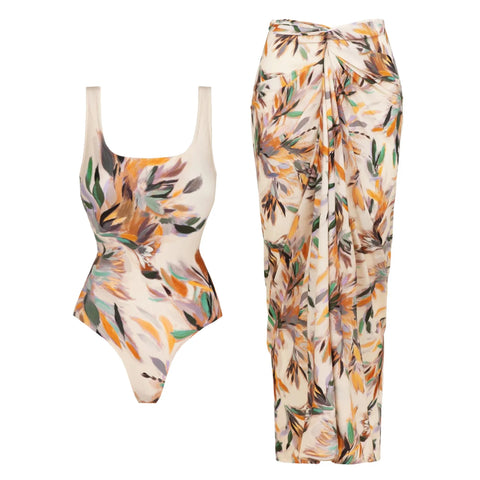 Wanderlust Printed Asymmetric Bikini Set