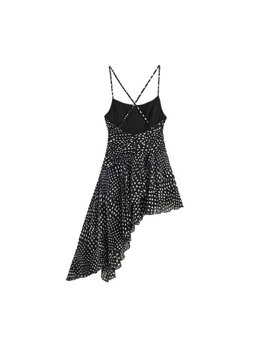 Daring Polka Dot Asymmetrical Mini Dress