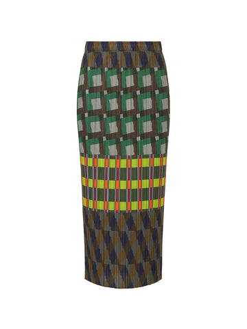 Spirited Pleated Geometric Midi Skirt
