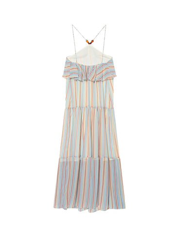 Free Spirit Striped Ruffled Maxi Dress