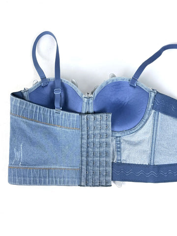 Free Spirit Floral Denim Bustier