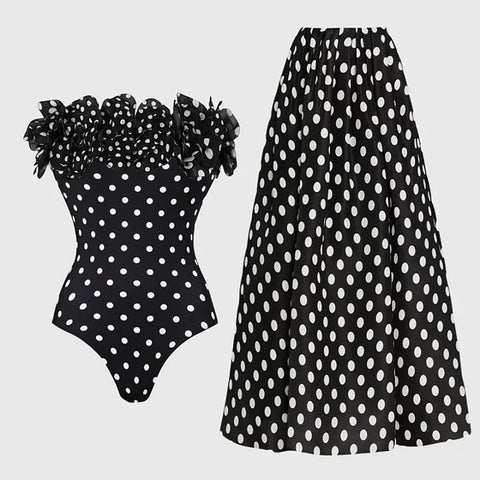 Confident Polka Dot Ruffle Bikini Set