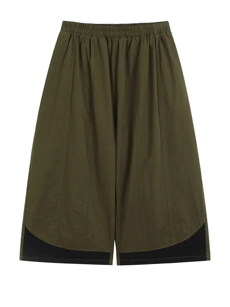 Grounded Coffee Colorblock Wide Leg Trousers