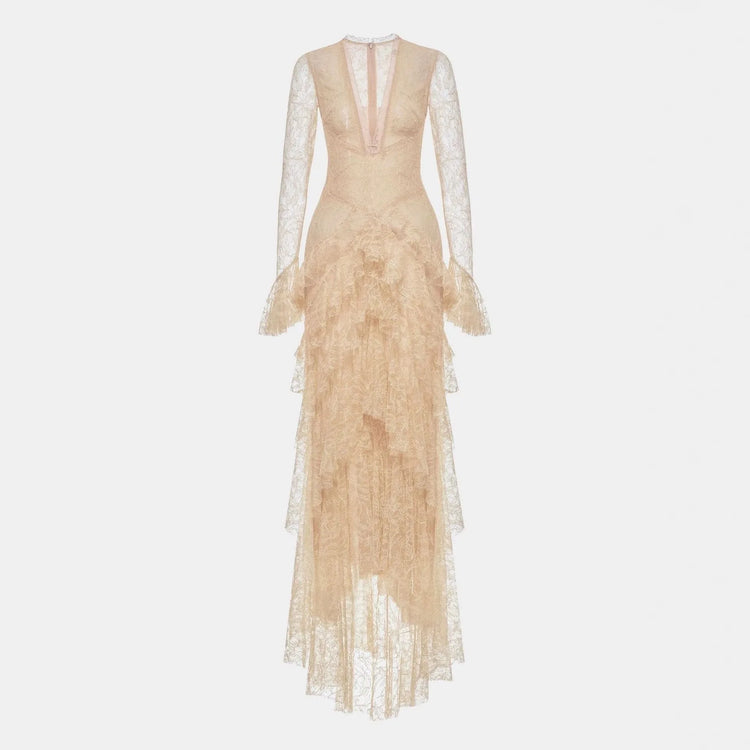 Ethereal Lace Tiered Maxi Dress