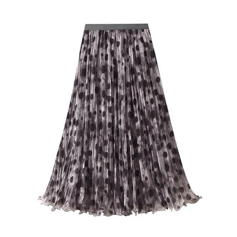 Ethereal Pleated Dot Midi Skirt